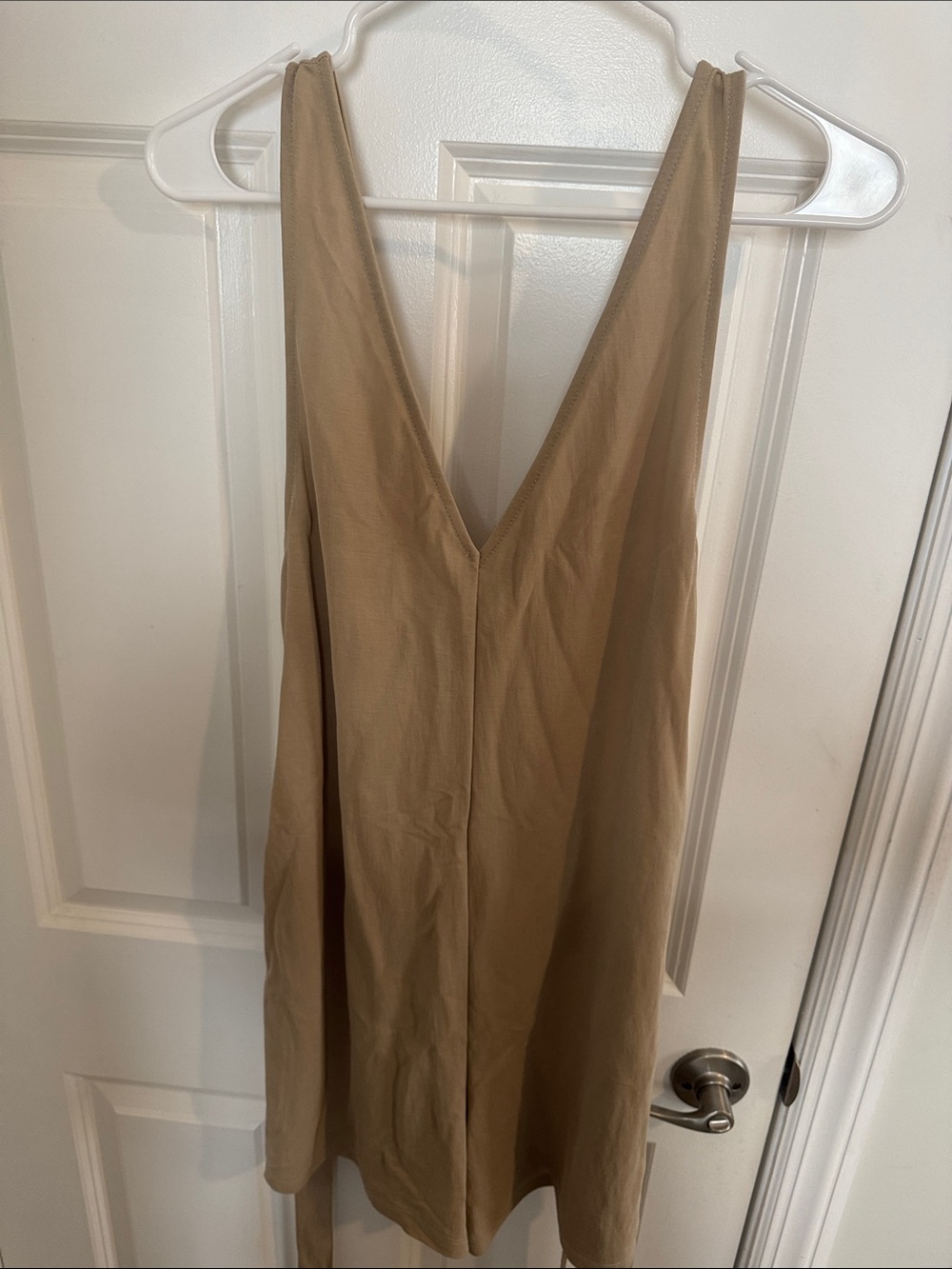 Zara Sleeveless V-Neck Jumpsuit - Tan